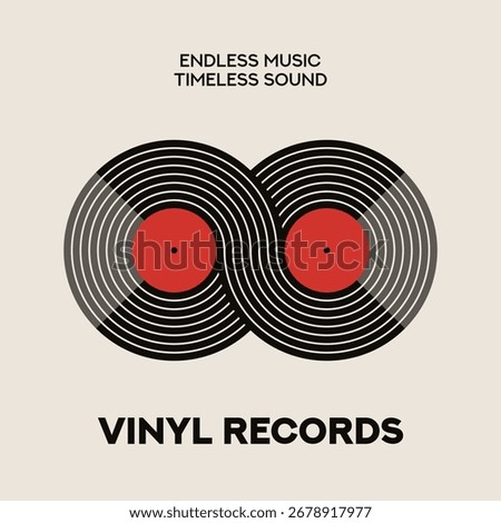 Vinyl Record. The symbol of infinity. Music poster design template. Music cover. Music background vector illustration.	