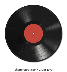 Vinyl Record Template With Red Label.