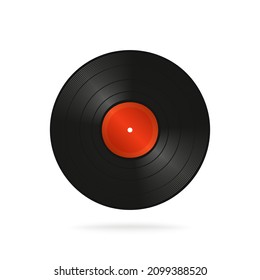 Vinyl record template symbol isolated on white background. Vintage sound style. Realistic graphic design. Vector illustration.