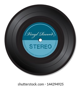 Vinyl record with the text stereo isolated on a white background