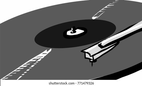 Vinyl Record Tonearm Black White Vector Stock Vector (Royalty Free ...