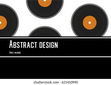 Vinyl record trendy retro pattern on a white design background with place for text. Vector illustration.