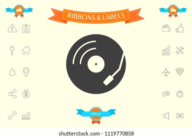 Vinyl record turntable icon