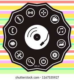 Vinyl record turntable icon