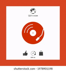 Vinyl record turntable icon, elements for your design