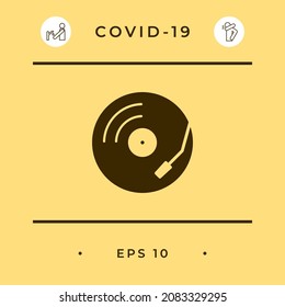 Vinyl record turntable icon, elements for your design