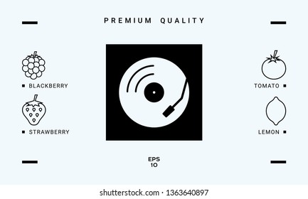 Vinyl record turntable icon. Graphic elements for your design