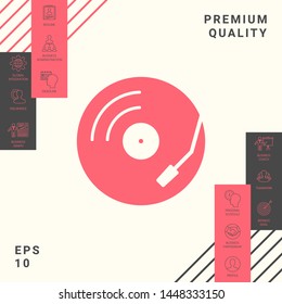 Vinyl record turntable icon. Graphic elements for your design