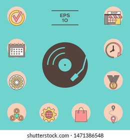 Vinyl record turntable icon. Graphic elements for your design