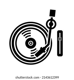 Icono de grabación de vinilo girable. Música de logotipo de ilustración vectorial de estilo sencillo.