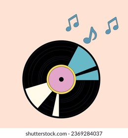 Vinyl record turntable.  Music sound musical technology communication and media theme. Isolated design. Vector illustration