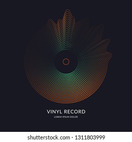 Vinyl record. Vector illustration music on dark background.