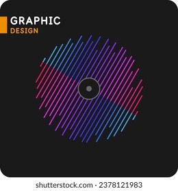 Vinyl record. Vector illustration music on dark background.