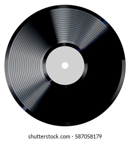 Vinyl record vector illustration. Photorealistic disc design on a white background