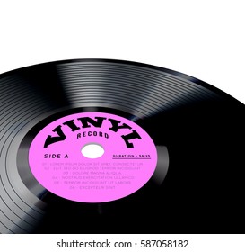 Vinyl record vector illustration. Photorealistic disc design on a white background