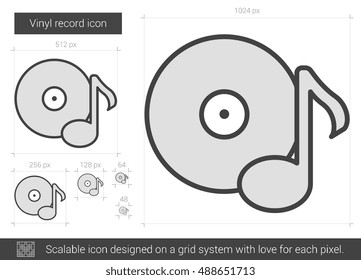 Icono de línea vectorial de registro de vinilo aislado en fondo blanco. Icono de línea de registro de vinilo para infografía, sitio web o aplicación. Icono escalable diseñado en un sistema de cuadrícula.