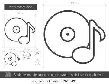 Vinyl record vector line icon isolated on white background. Vinyl record line icon for infographic, website or app. Scalable icon designed on a grid system.