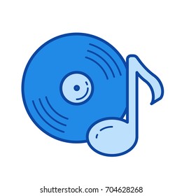 Vinyl record vector line icon isolated on white background. Vinyl record line icon for infographic, website or app. Blue icon designed on a grid system.