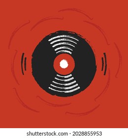 Vinyl record vector on square background.