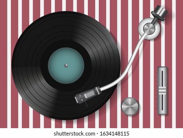 Vinyl record. Vintage record player and retro vinyl disc. Realistic