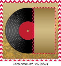 Vinyl record in vintage retro envelope vector illustration