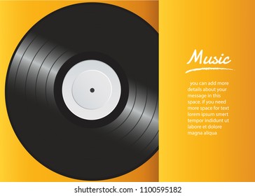 vinyl record with yellow cover mockup  background vector