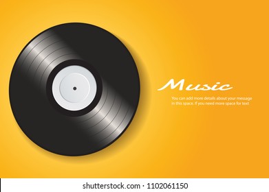 vinyl record with yellow cover mockup  background vector