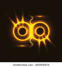 Vinyl record with yellow glowing rays 