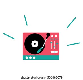 Vinyl recorder playing music. Vector illustration