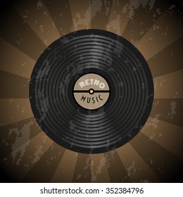 vinyl record/retro music vector illustration EPS10.Retro Poster(the grunge effects are easy to clean).Color: brown