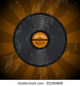 vinyl record/retro music vector illustration EPS10.Retro Poster(the grunge effects are easy to clean).Color:orange