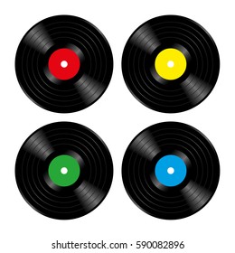 Vinyl Records Four Variations. Vector Illustration.