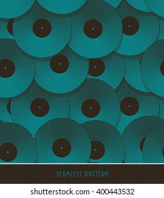a vinyl records geometric seamless pattern in blue and brown