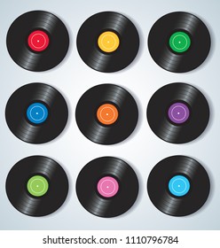 Vinyl records music background vector illustration
