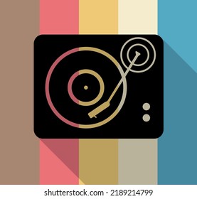 Vinyl records and music player retro vintage colorful design