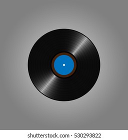 Vinyl records, realistic vinyl design, old design, blue label