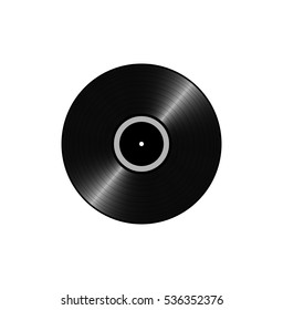 Vinyl records, realistic vinyl design on white background, with black lable, old design