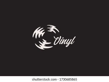 Vinyl records, retro music vector logo. Gramophone element logoype concept. Hipster style album playback icon. Musical studio sign. 