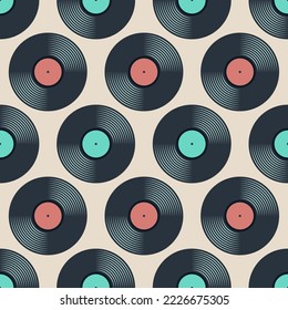 Vinyl records seamless pattern. Vinyl background. Color vector background.