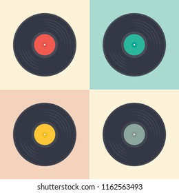 Vinyl records seamless pattern retro music albums in pop art style vector collection illustration