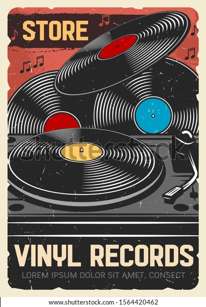 Vinyl Records Store Vector Vintage Retro Stock Vector (Royalty Free ...