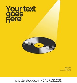 Vinyl records under spotlight poster, logo, album cover design concept vector illustration.