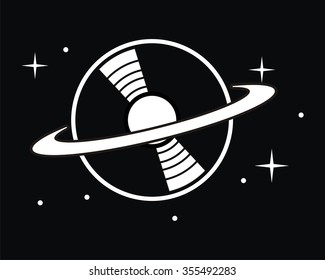 Vinyl Records Universe Logo Icon Vector