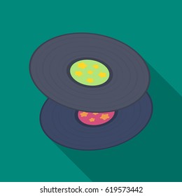 Vinyl records.Hippy single icon in flat style vector symbol stock illustration web.
