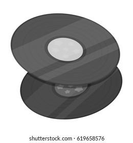 Vinyl records.Hippy single icon in monochrome style vector symbol stock illustration web.