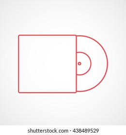 Vinyl Red Line Icon On White Background