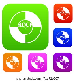 Vinyl set icon color in flat style isolated on white. Collection sings vector illustration