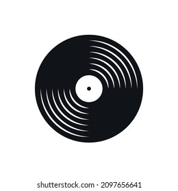 Vinyl simple black vector icon.