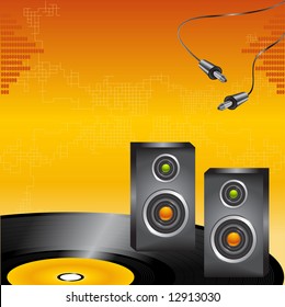 Vinyl and speaker background illustration