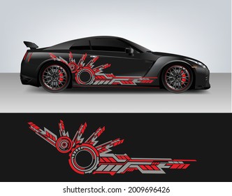 Vinyl sticker Decals set for Car truck mini bus modify Motorcycle. Racing Vehicle Graphic kit isolated vector design race Elegant stripes. modern red technology background for wrap